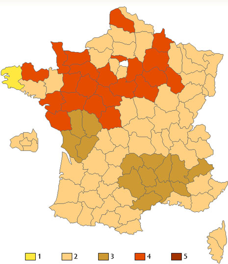 La carte Française de Bises ! dans Divers combien-de-bises